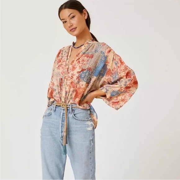 Anthropologie Tops - Anthropologie Pilcro Multicolor Floral Women's Blouse